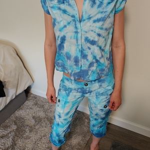 3 pieces, 2 shirts, 1 cargo Capri pant. Tye-dye